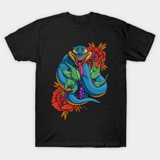 Snake and roses tattoo T-Shirt